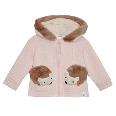 Mantaray Baby girls' pink hedgehog pocket hoodie
